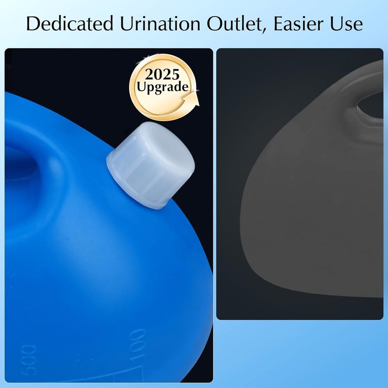 OOCOME Portable Urinals for Men Spill Proof, Upgrade Male Urinal Bottle Spill Proof for Seniors, Bedside Urinal with Soft Funnel & Long Hose, for Hospital Wheelchair Bedridden Car and Travel Use - Image 3